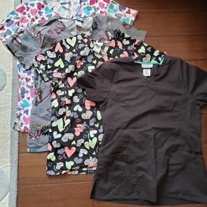 Lot of 4 scrub shirts